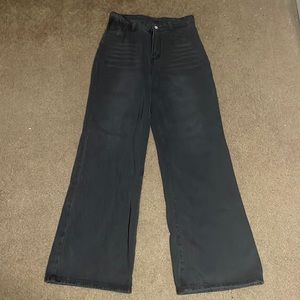 Black high rise wide leg jeans